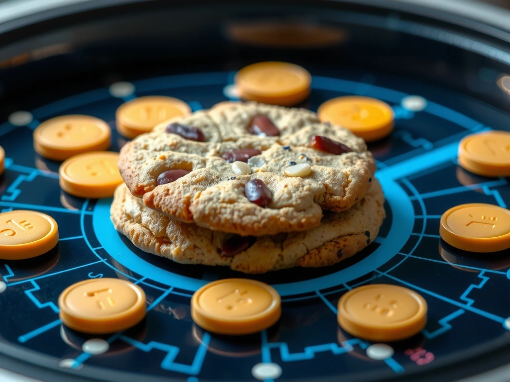 Ilustración de una galleta digital con chips de información