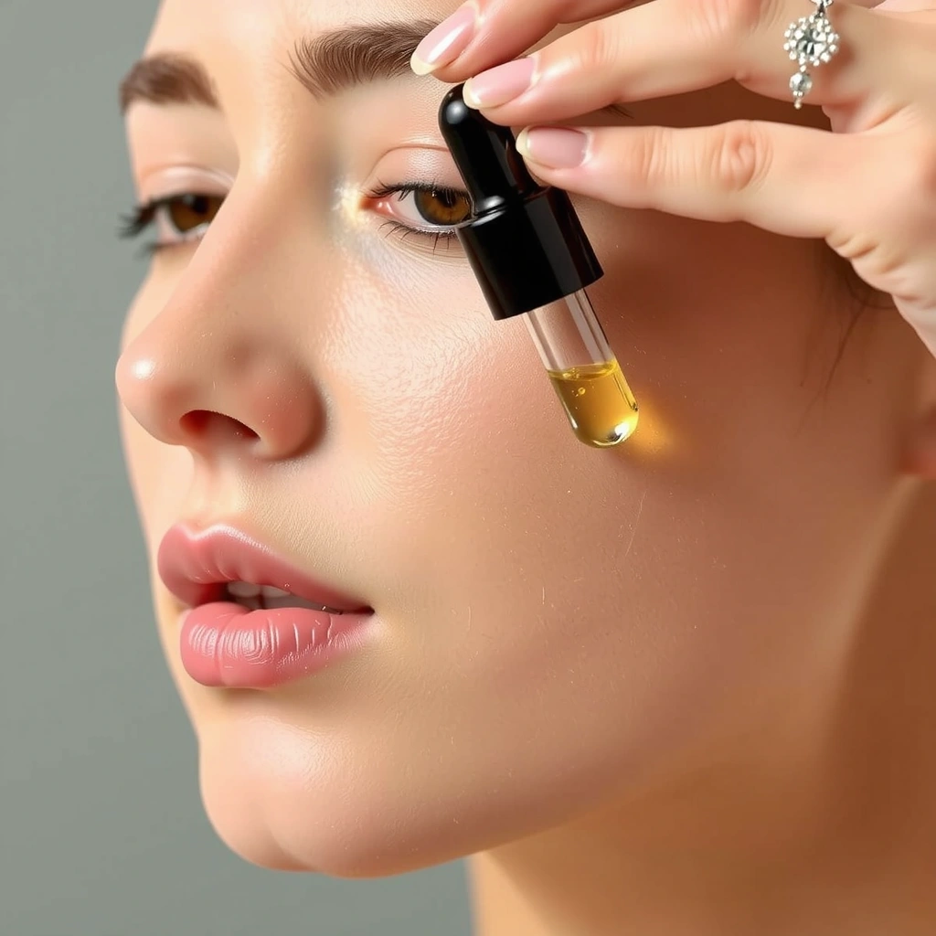 Aplicación del suero facial Granviacv en el rostro de una persona