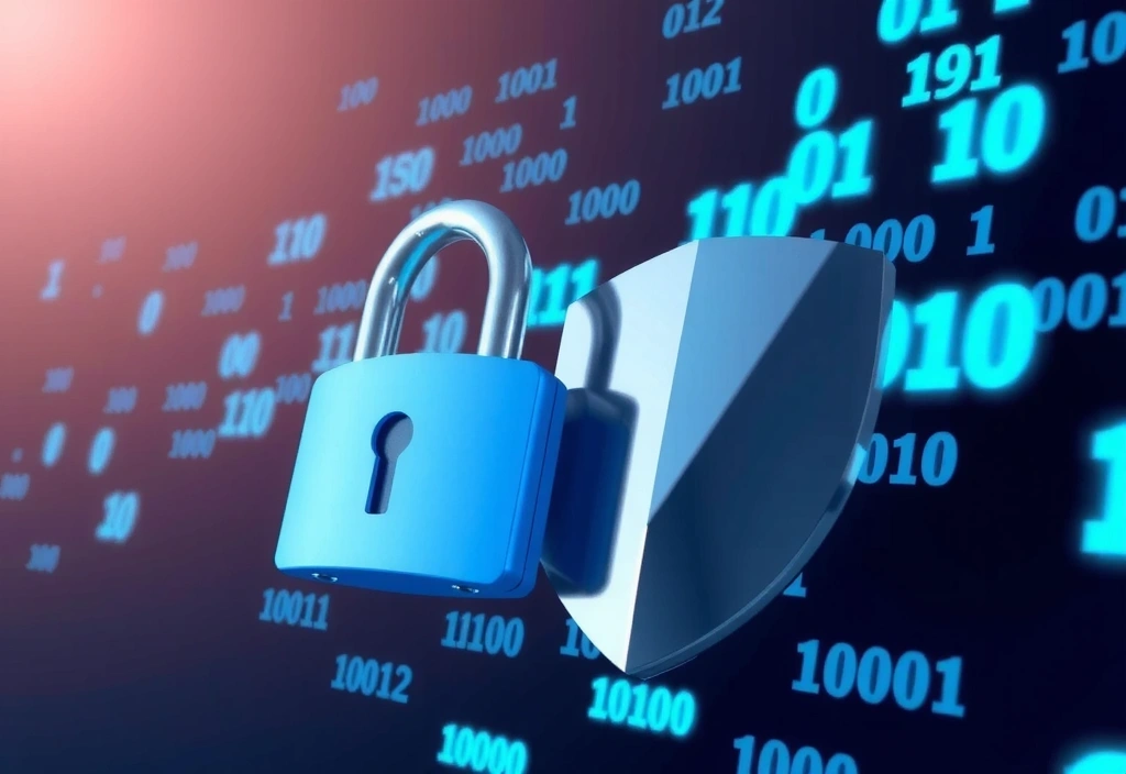 Elementos de seguridad digital como candados y escudos